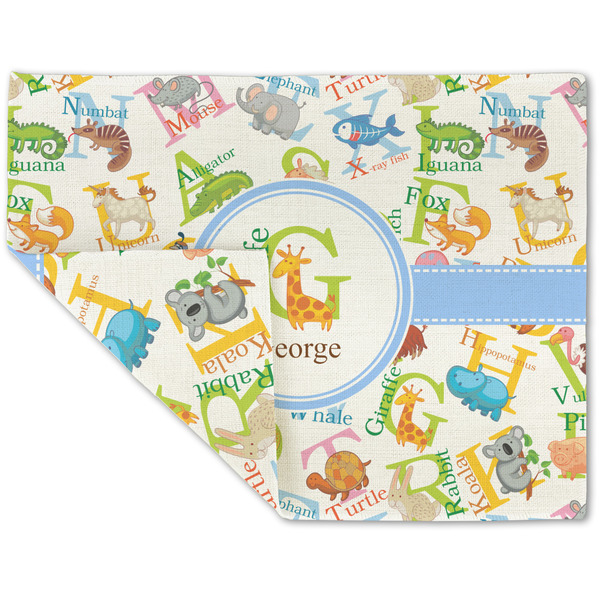 Custom Animal Alphabet Double-Sided Linen Placemat - Single w/ Name or Text