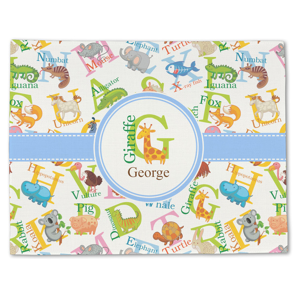 Custom Animal Alphabet Single-Sided Linen Placemat - Single w/ Name or Text
