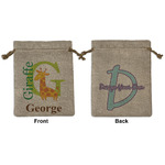 Animal Alphabet Medium Burlap Gift Bag - Front & Back (Personalized)