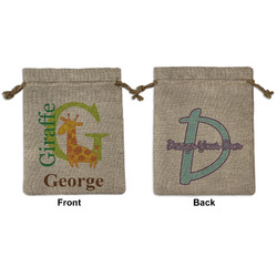 Animal Alphabet Medium Burlap Gift Bag - Front & Back (Personalized)