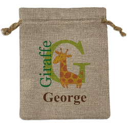 Animal Alphabet Medium Burlap Gift Bag - Front (Personalized)