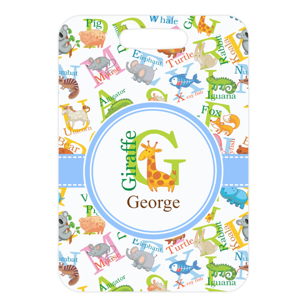 Animal Alphabet Metal Luggage Tag - Front Without Strap