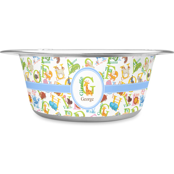Custom Animal Alphabet Stainless Steel Dog Bowl - Small (Personalized)