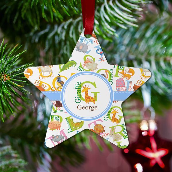 Animal Alphabet Metal Star Ornament - Lifestyle