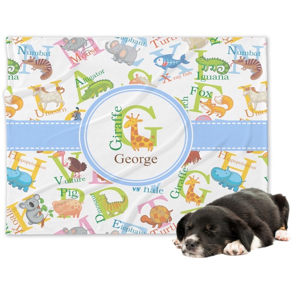 Custom Animal Alphabet Dog Blanket - Large (Personalized)