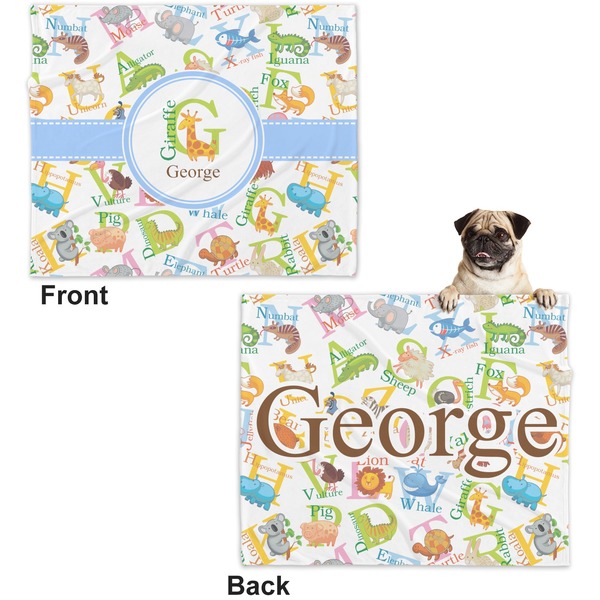 Animal Alphabet Microfleece Dog Blanket - Large- Front & Back