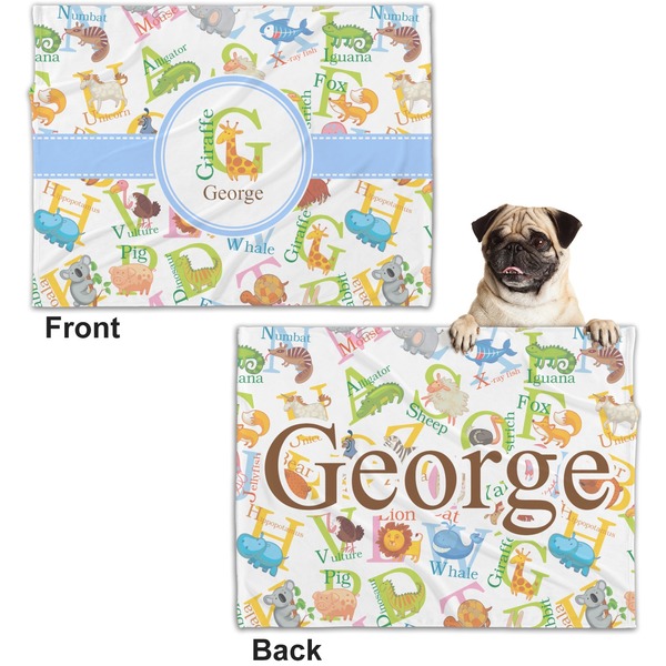 Animal Alphabet Microfleece Dog Blanket - Regular - Front & Back