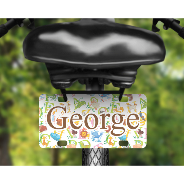 Animal Alphabet Mini License Plate on Bicycle