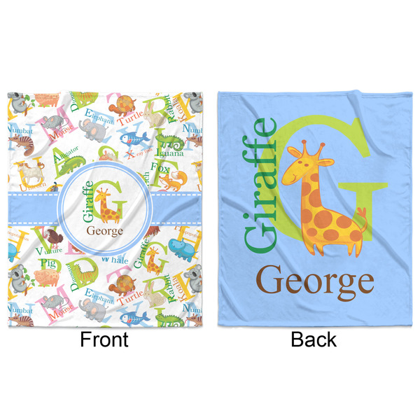 Animal Alphabet Minky Blanket - 50"x60" - Double Sided - Front & Back