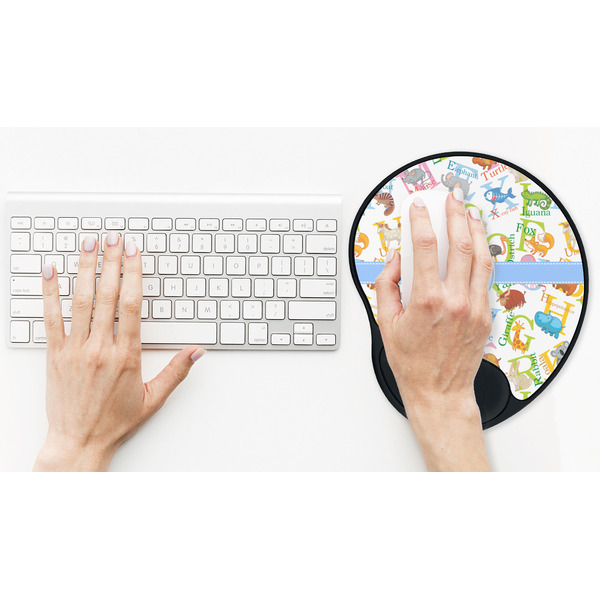Animal Alphabet Mouse Pad with Wrist Rest - LIFESYTLE 2 (in use)
