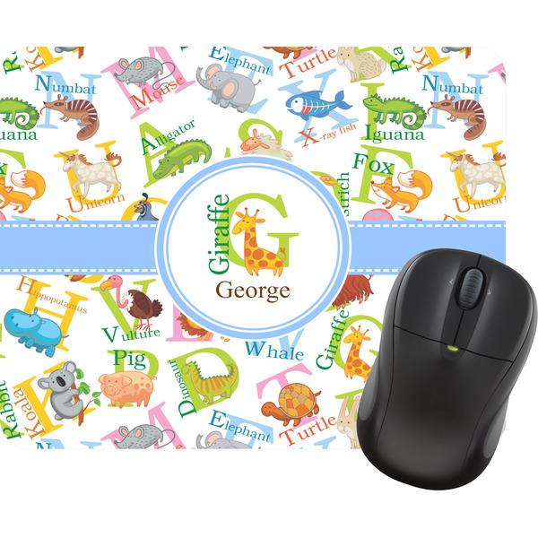 Custom Animal Alphabet Rectangular Mouse Pad (Personalized)