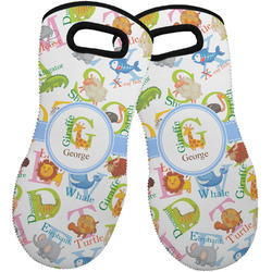 Animal Alphabet Neoprene Oven Mitts - Set of 2 w/ Name or Text