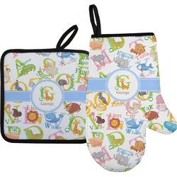 Animal Alphabet Oven Mitt & Pot Holder Set w/ Name or Text