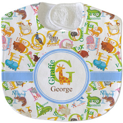 Animal Alphabet Velour Baby Bib w/ Name or Text