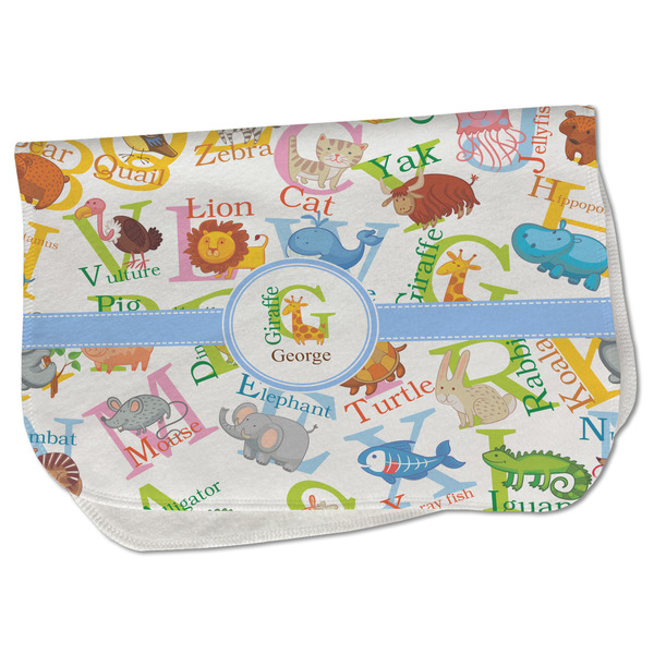 Custom Animal Alphabet Burp Cloth - Fleece w/ Name or Text