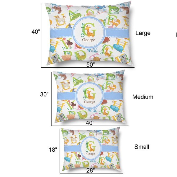 Animal Alphabet Outdoor Dog Beds - SIZE CHART