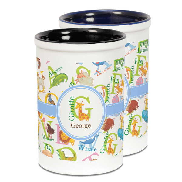 Custom Animal Alphabet Ceramic Pencil Holder - Large
