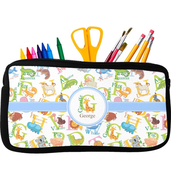 Custom Animal Alphabet Neoprene Pencil Case (Personalized)