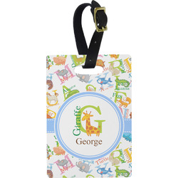 Animal Alphabet Plastic Luggage Tag - Rectangular w/ Name or Text
