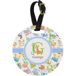 Animal Alphabet Plastic Luggage Tag - Round (Personalized)