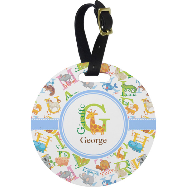 Custom Animal Alphabet Plastic Luggage Tag - Round (Personalized)