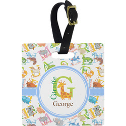 Animal Alphabet Plastic Luggage Tag - Square w/ Name or Text