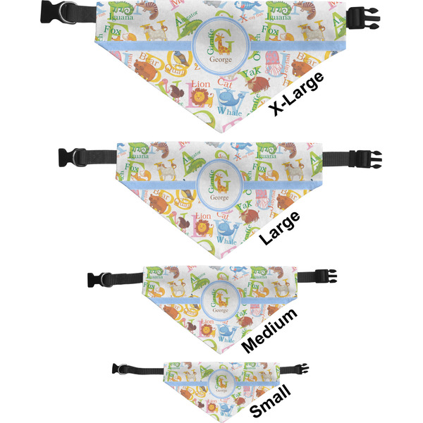 Animal Alphabet Pet Bandana Sizes
