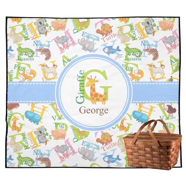 Custom Animal Alphabet Outdoor Picnic Blanket (Personalized)