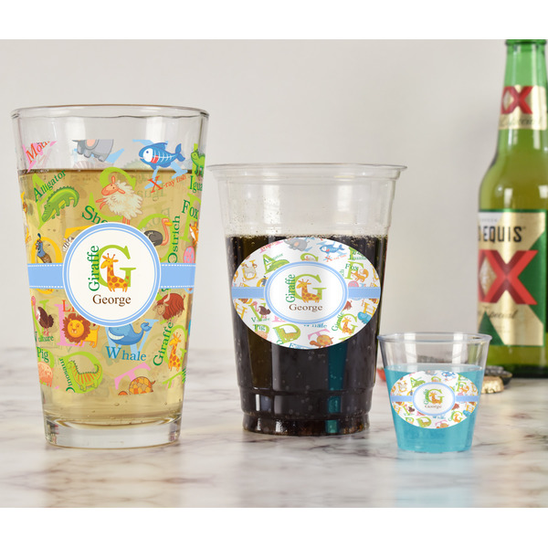 Animal Alphabet Pint Glass - Full Fill w Transparency - In Context