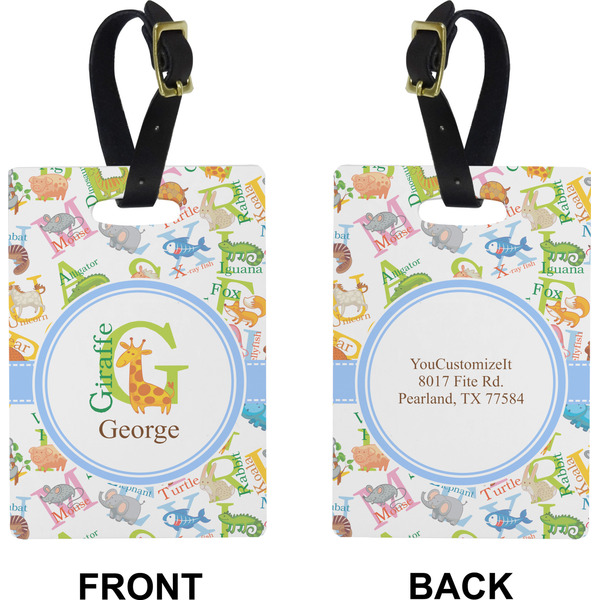 Animal Alphabet Rectangle Luggage Tag (Front + Back)