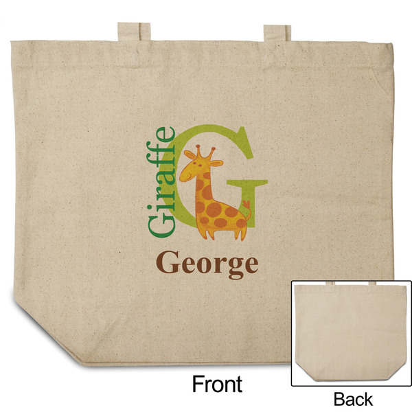 Animal Alphabet Reusable Cotton Grocery Bag - Front & Back View