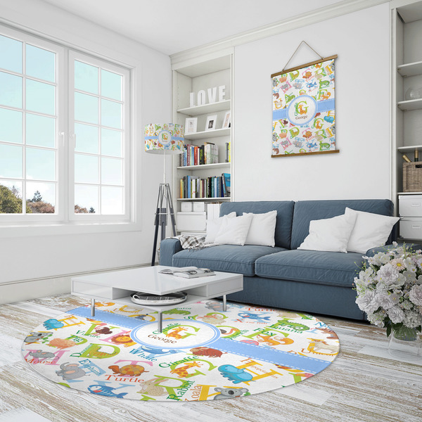 Animal Alphabet Round Area Rug - IN CONTEXT