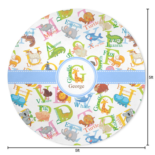 Animal Alphabet Round Area Rug - Size
