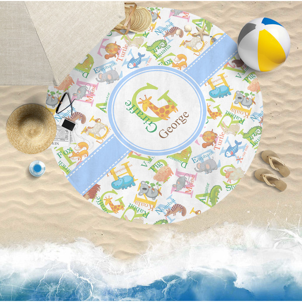 Animal Alphabet Round Beach Towel Lifestyle