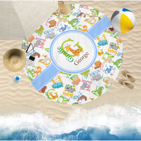 Animal Alphabet Round Beach Towel Lifestyle