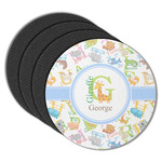 Animal Alphabet Round Rubber Backed Coasters - Set of 4 (Personalized)