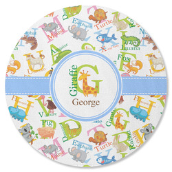 Animal Alphabet Round Rubber Backed Coaster (Personalized)