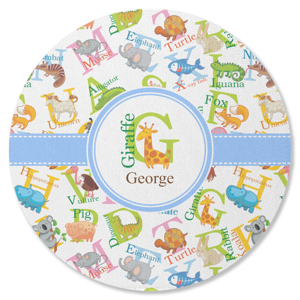 Animal Alphabet Round Coaster Rubber Back - Single