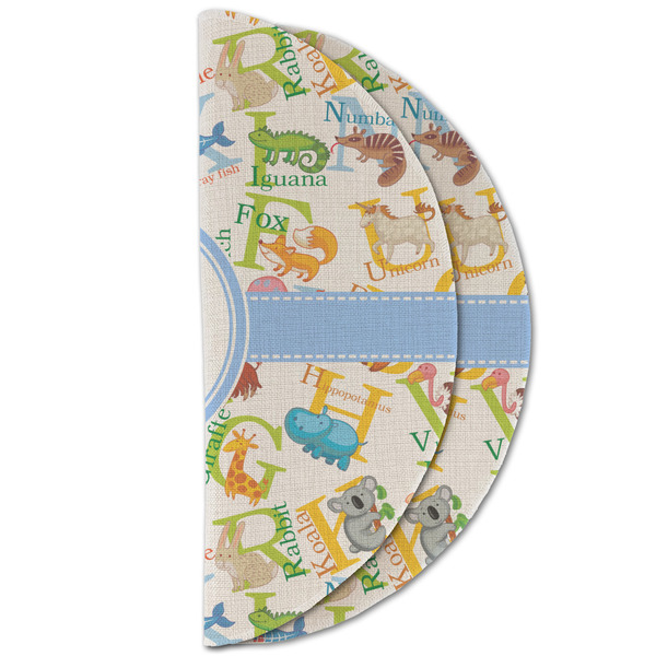 Animal Alphabet Round Linen Placemats - HALF FOLDED (double sided)