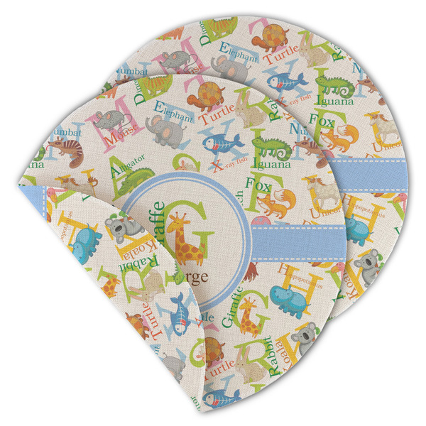 Custom Animal Alphabet Round Linen Placemat - Double Sided (Personalized)