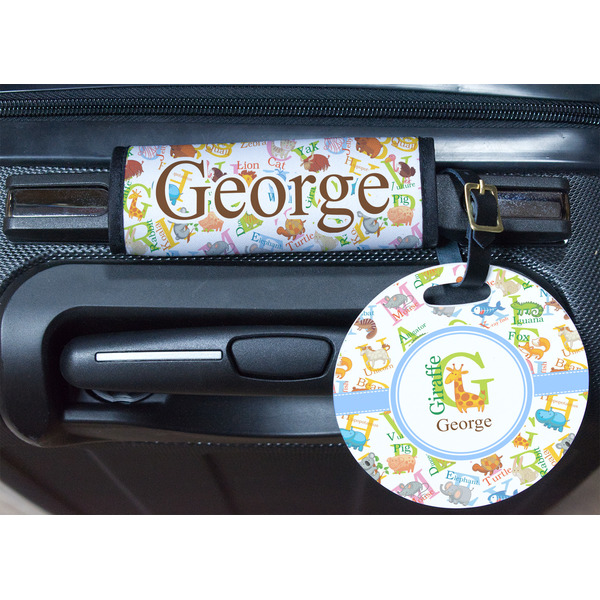 Animal Alphabet Round Luggage Tag & Handle Wrap - In Context