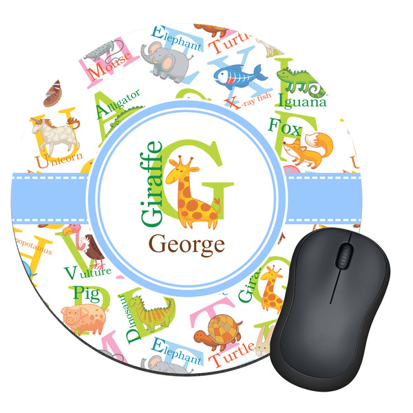 Custom Animal Alphabet Round Mouse Pad (Personalized)