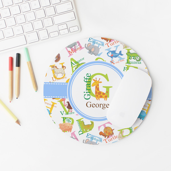 Animal Alphabet Round Mousepad - LIFESTYLE 2