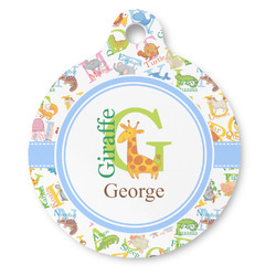 Animal Alphabet Round Pet ID Tag - Large (Personalized)