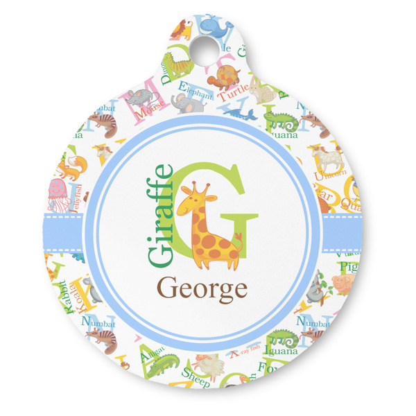 Custom Animal Alphabet Round Pet ID Tag - Large (Personalized)