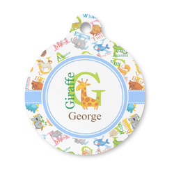 Animal Alphabet Round Pet ID Tag - Small (Personalized)