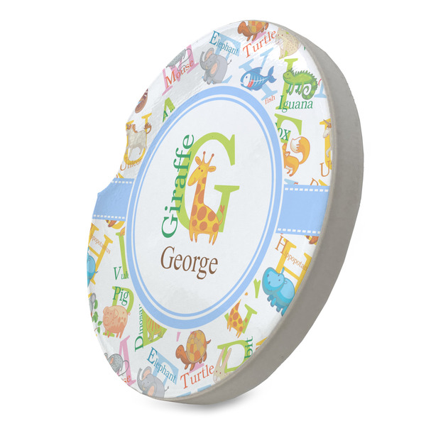 Animal Alphabet Sandstone Car Coaster - STANDING ANGLE