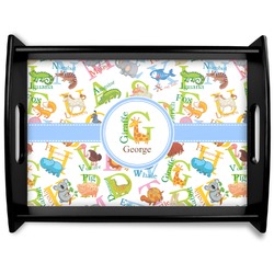Animal Alphabet Black Wooden Tray - Large (Personalized)