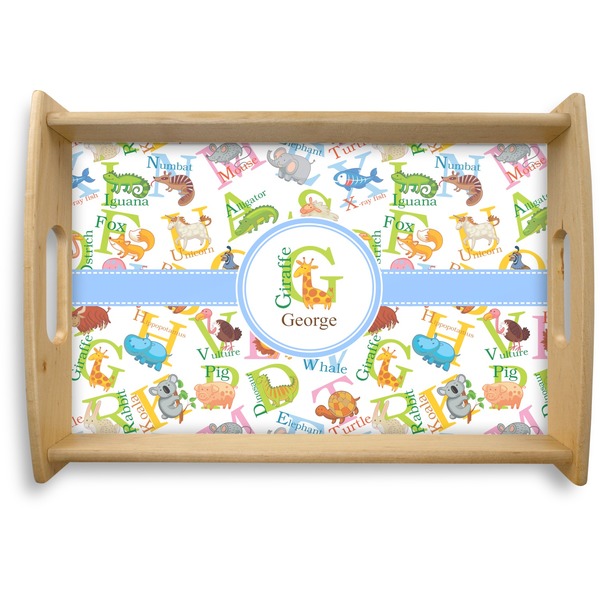 Custom Animal Alphabet Natural Wooden Tray - Small (Personalized)