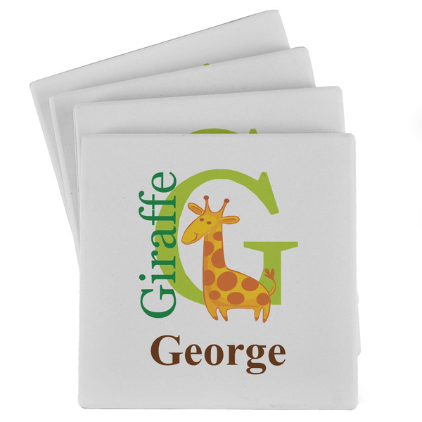 Custom Animal Alphabet Absorbent Stone Coasters - Set of 4 (Personalized)